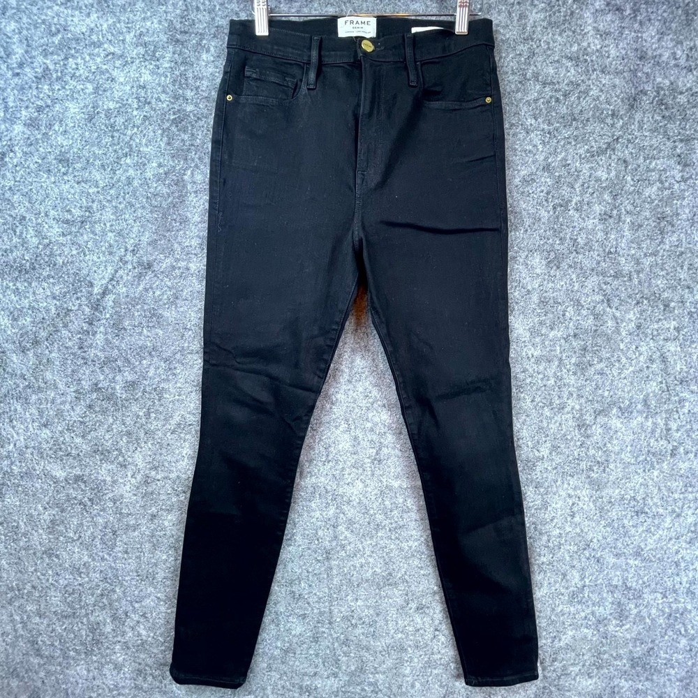 Frame Denim‎ Jeans Women 29 Noir Black Ali High Rise Cigarette Cotton Stretch